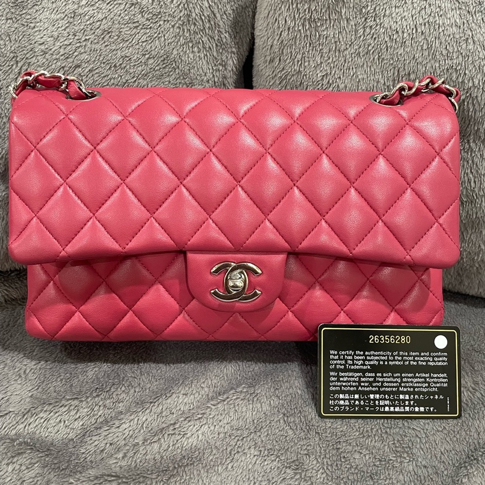 ❌NOT AVAILABLE❌Chanel Medium Classic Double Flap Pink w/ Silver Hardware